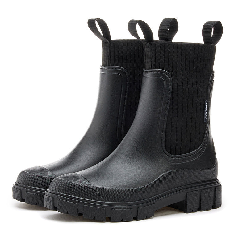 Women's Waterproof Rubber Platform Boots, Slip-Resistant PVC