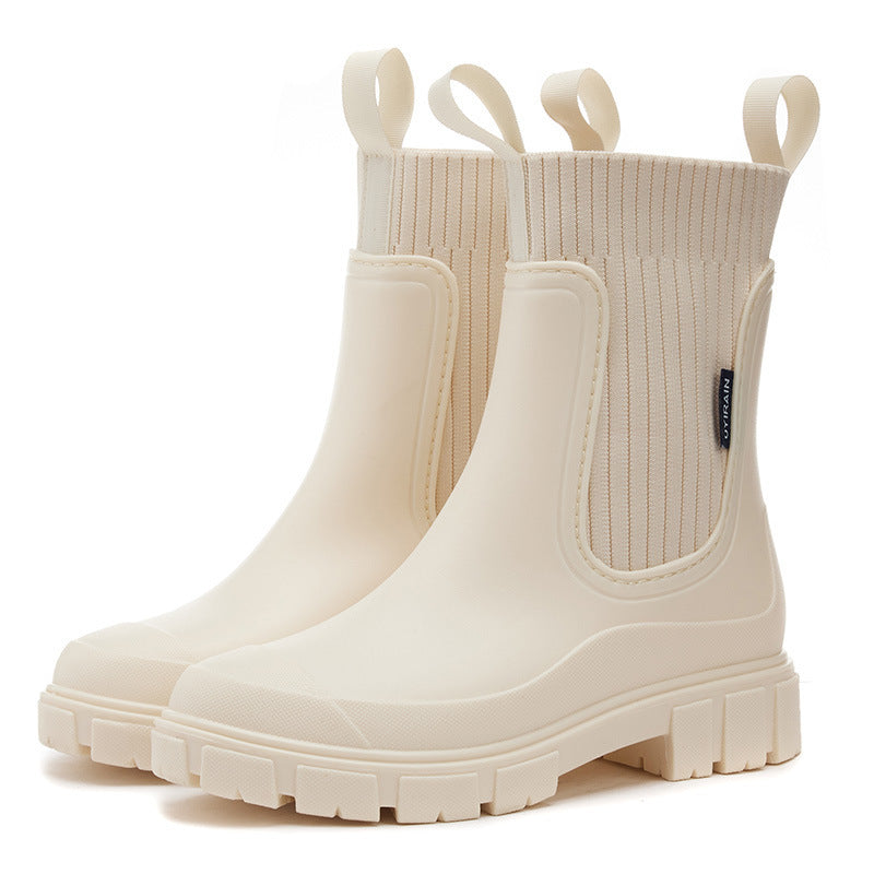 Women's Waterproof Rubber Platform Boots, Slip-Resistant PVC