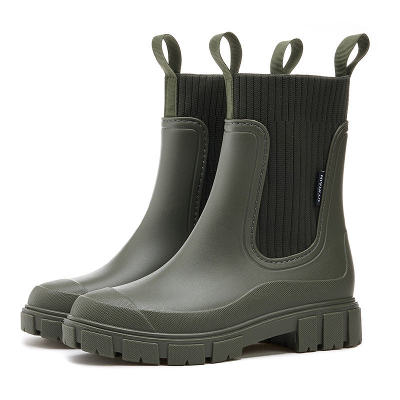 Women's Waterproof Rubber Platform Boots, Slip-Resistant PVC