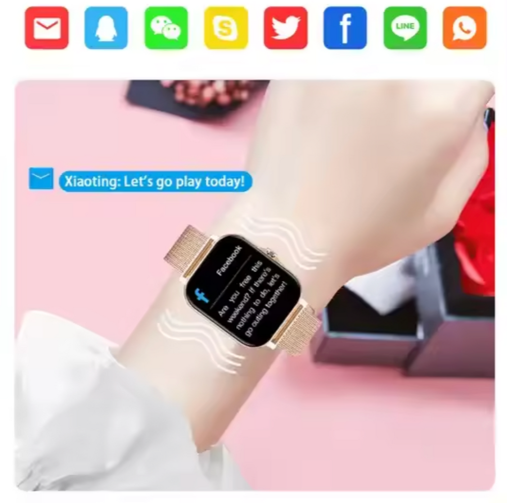 Dámské chytré hodinky s síťovaným řemínkem, sledováním zdraví a konektivitou