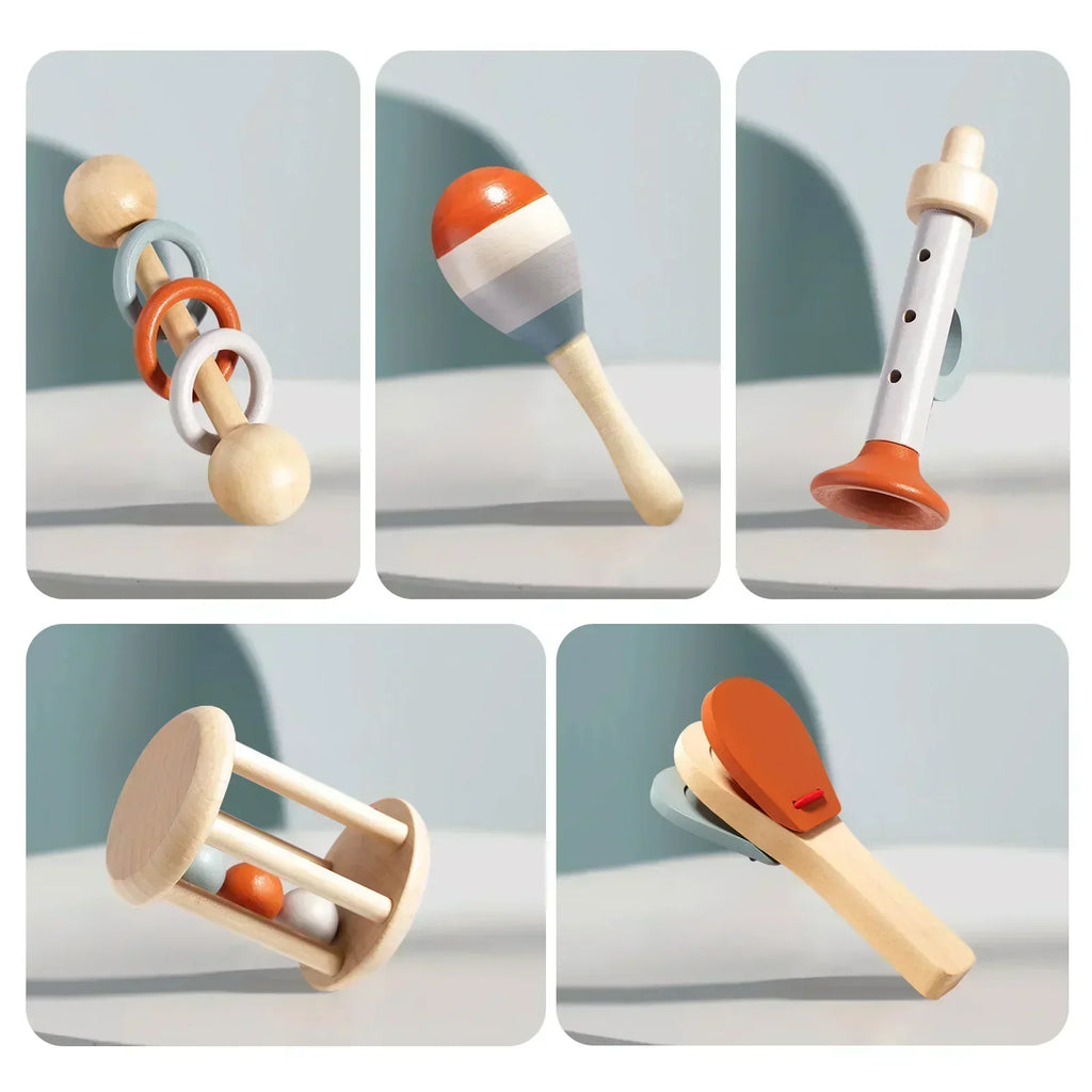 Wooden Montessori Musical Instrument Set, 6 Pieces for Toddlers