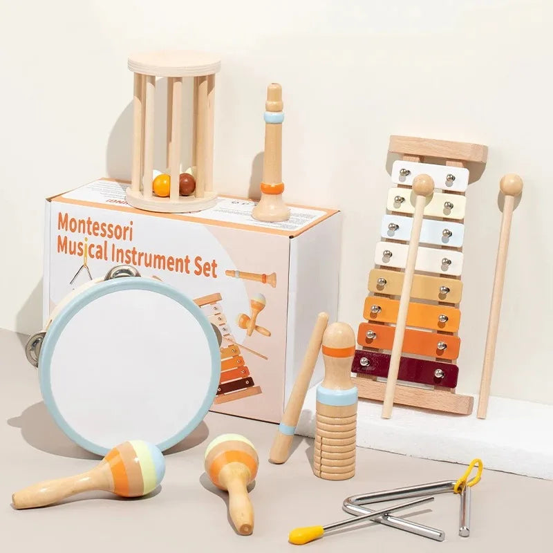 Wooden Montessori Musical Instrument Set, 6 Pieces for Toddlers