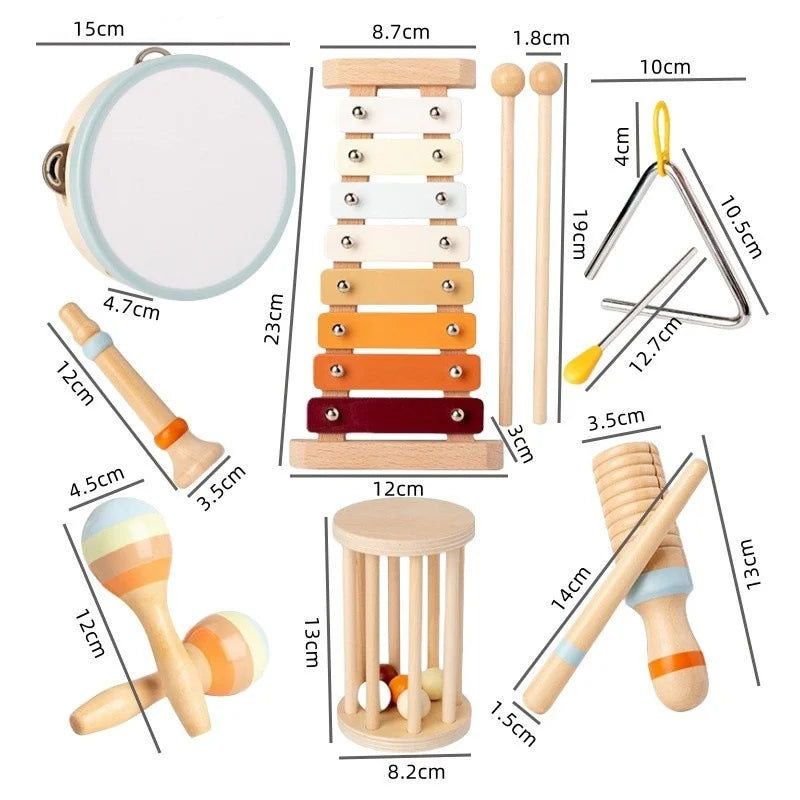Wooden Montessori Musical Instrument Set, 6 Pieces for Toddlers