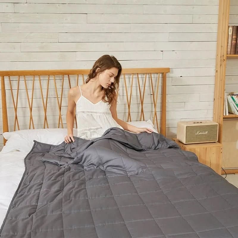 Quilted Cotton Weighted Throw Blanket - Gentle Pressure Stitch Pattern
