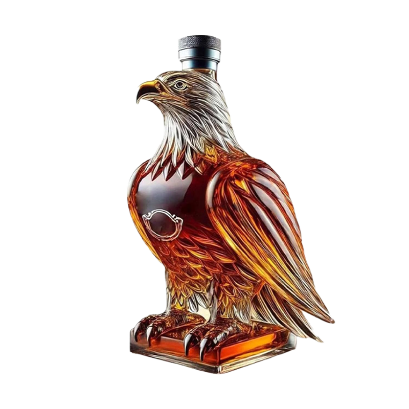 Clear Eagle Form Whiskey Decanter Glass Stopper Collectible Barware
