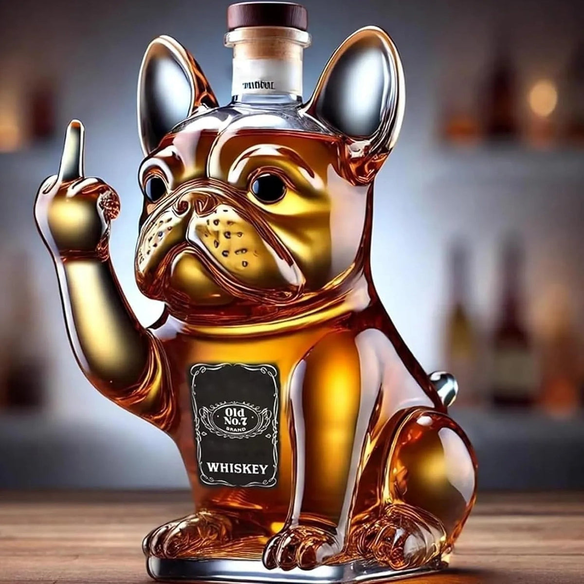 French Bulldog Novelty Whiskey Decanter - Glass, Cork Stopper