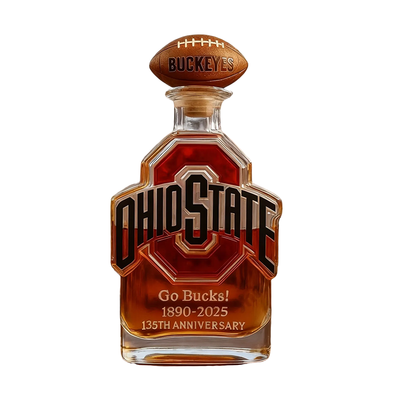Football Shaped Glass Whiskey Decanter — Clear Finish, Secure Seal