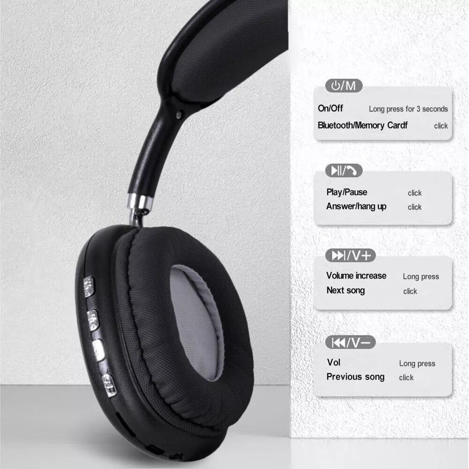 Cuffie wireless over-ear con cancellazione del rumore, bassi profondi, leggere e confortevoli