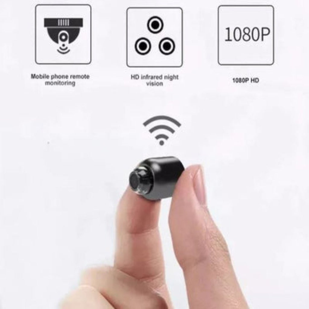 Mini telecamera di sicurezza wireless, visione notturna, design compatto e discreto, abilitata al Wi-Fi