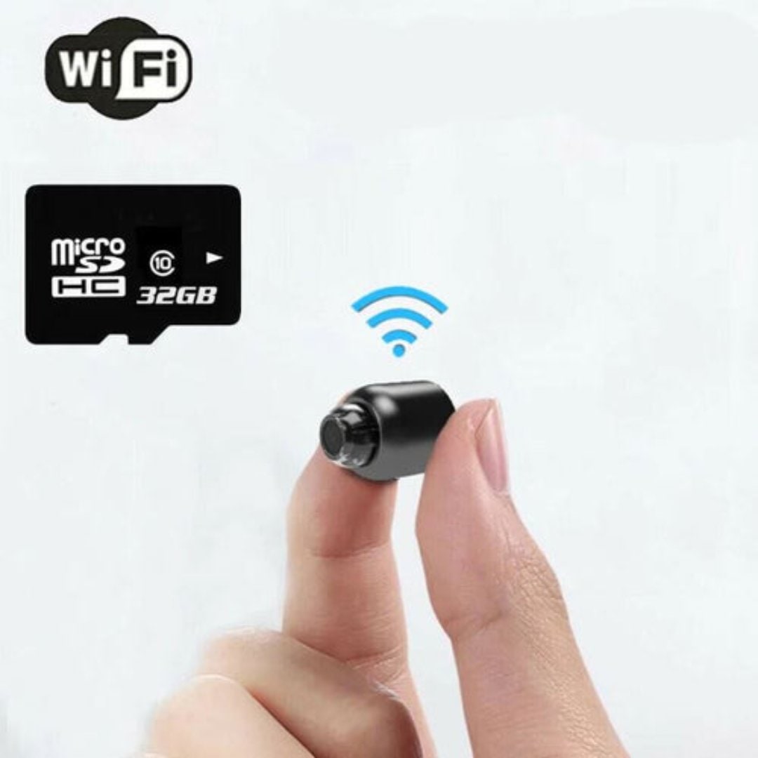 Mini telecamera di sicurezza wireless, visione notturna, design compatto e discreto, abilitata al Wi-Fi