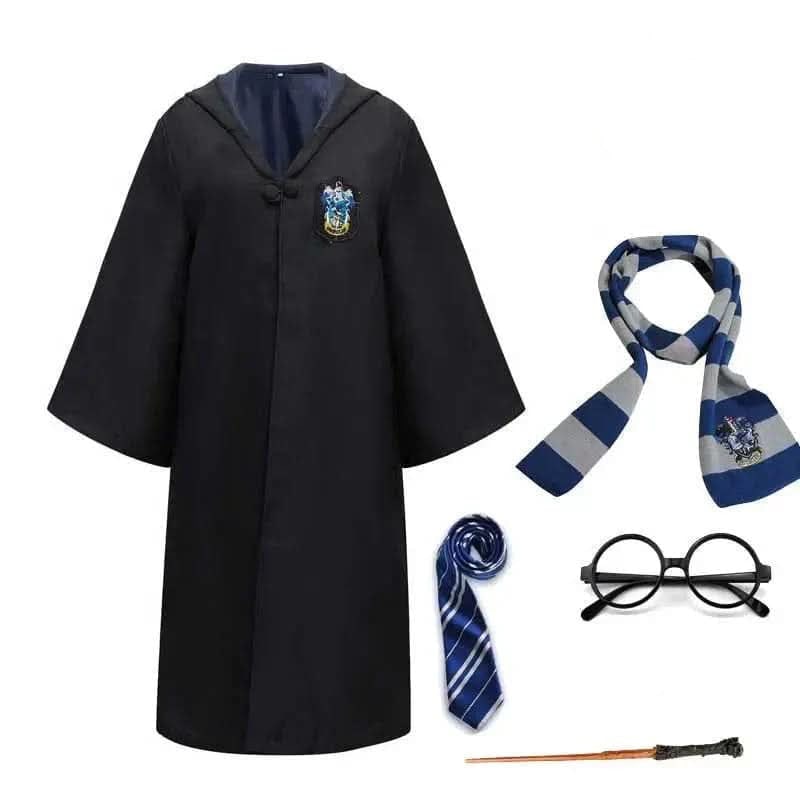 Hooded Wizard Costume Robe — Embroidered Crest, Ankle Length