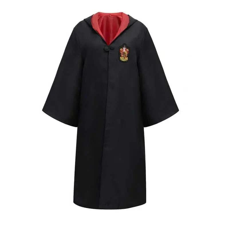 Hooded Wizard Costume Robe — Embroidered Crest, Ankle Length