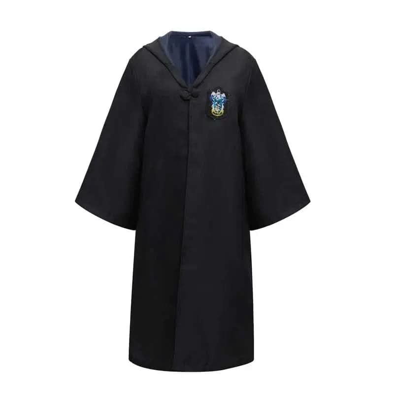 Hooded Wizard Costume Robe — Embroidered Crest, Ankle Length