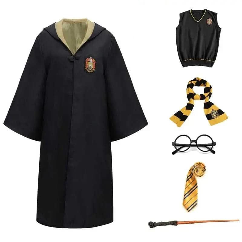 Hooded Wizard Costume Robe — Embroidered Crest, Ankle Length