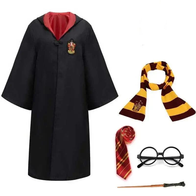 Hooded Wizard Costume Robe — Embroidered Crest, Ankle Length