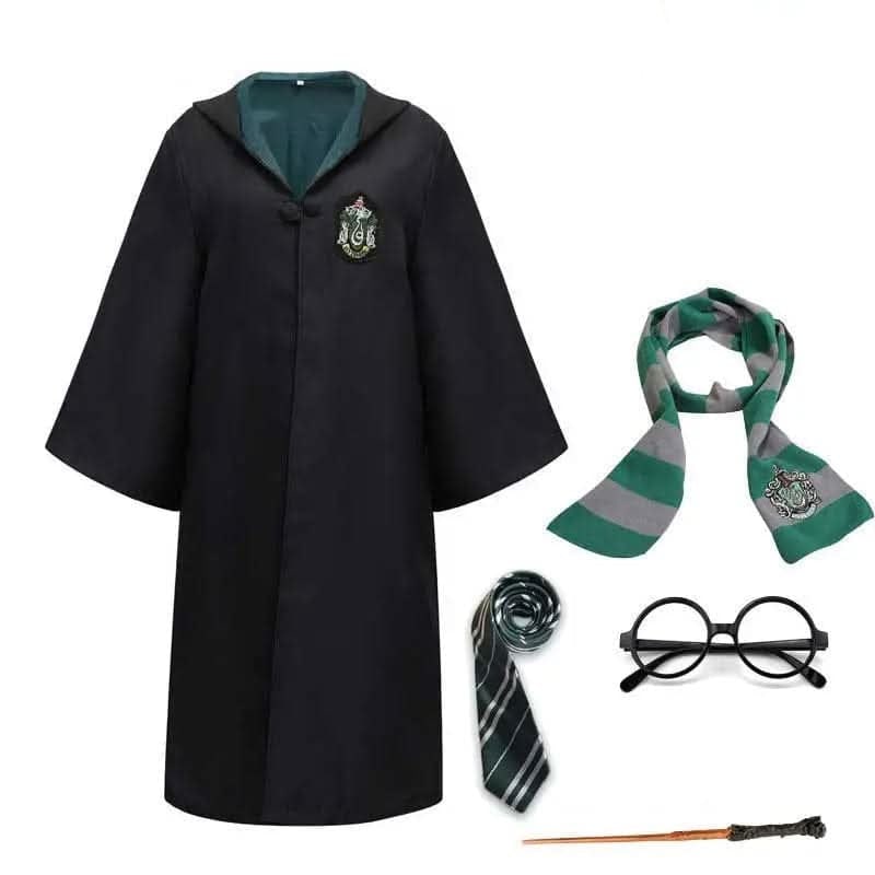 Hooded Wizard Costume Robe — Embroidered Crest, Ankle Length