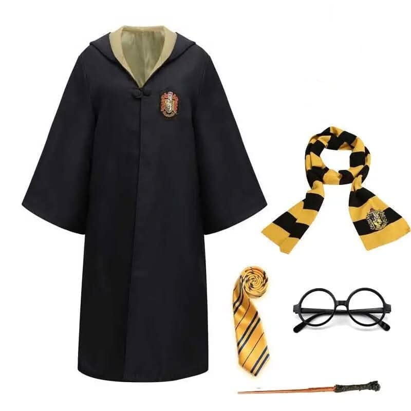 Hooded Wizard Costume Robe — Embroidered Crest, Ankle Length