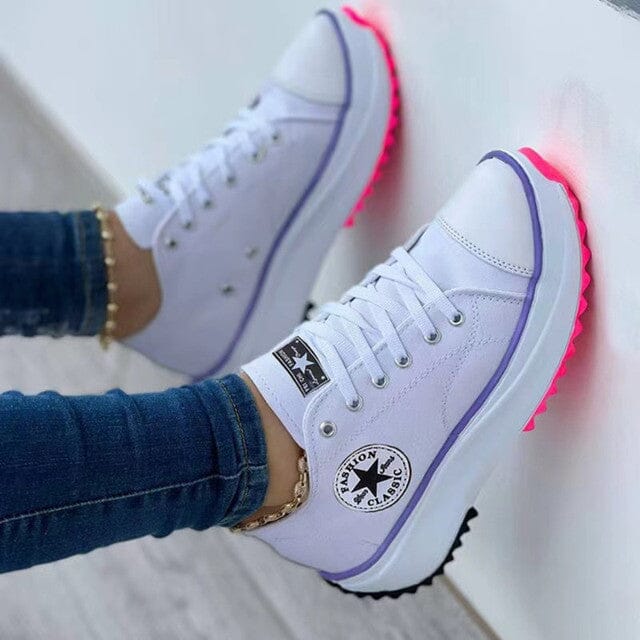 Arch Support Lace-Up Sneakers With Padded Footbed Comfort