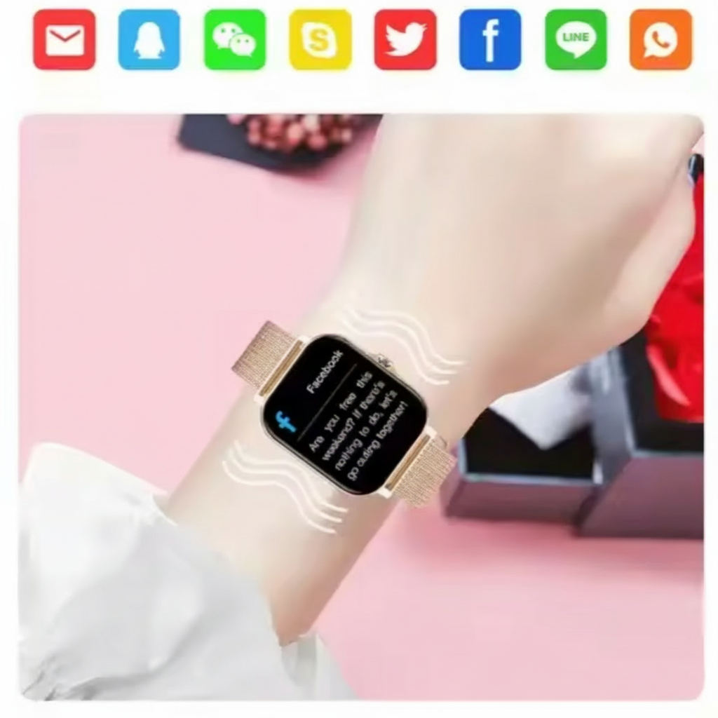 Smartwatch GPS da donna — Display touch, cinturino in metallo a maglia, monitoraggio dell’attività fisica