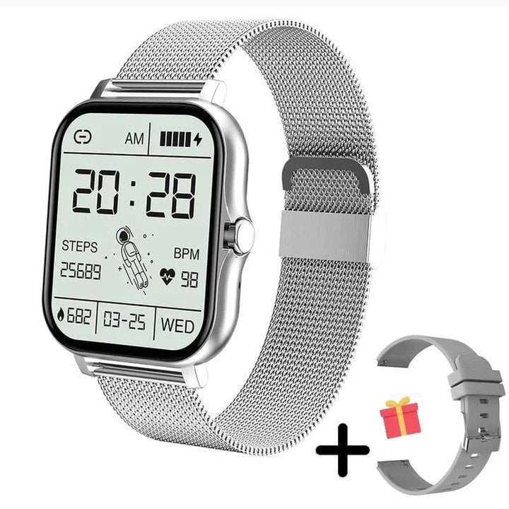 Smartwatch GPS da donna — Display touch, cinturino in metallo a maglia, monitoraggio dell’attività fisica