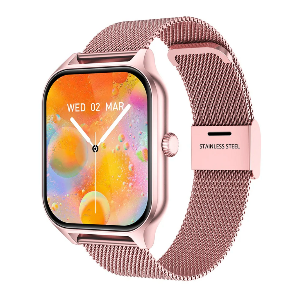 Smartwatch GPS da donna — Display touch, cinturino in metallo a maglia, monitoraggio dell’attività fisica