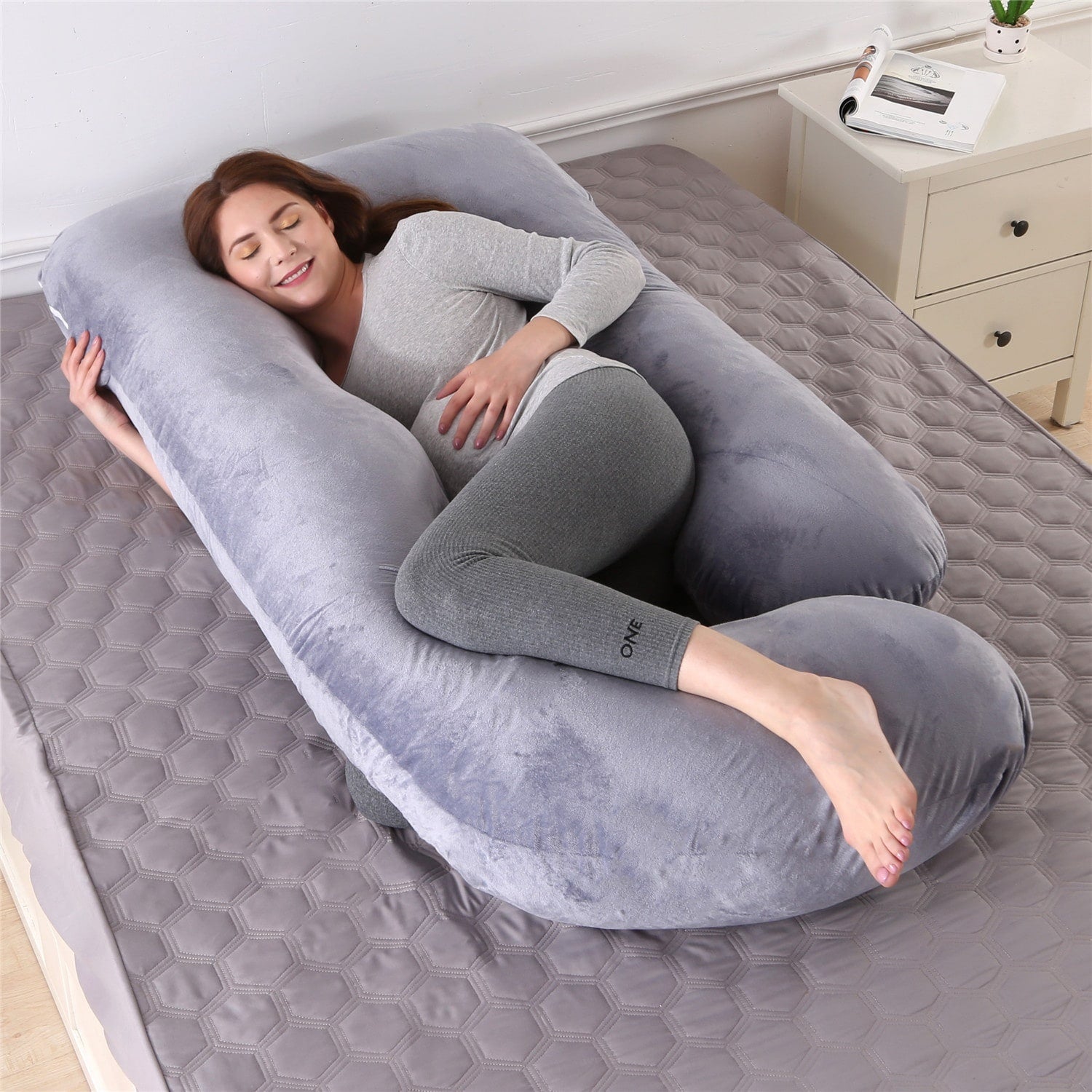 Női U alakú teljes testet támasztó terhességi párna — ergonomikus deréktámasz, vastag párnamag