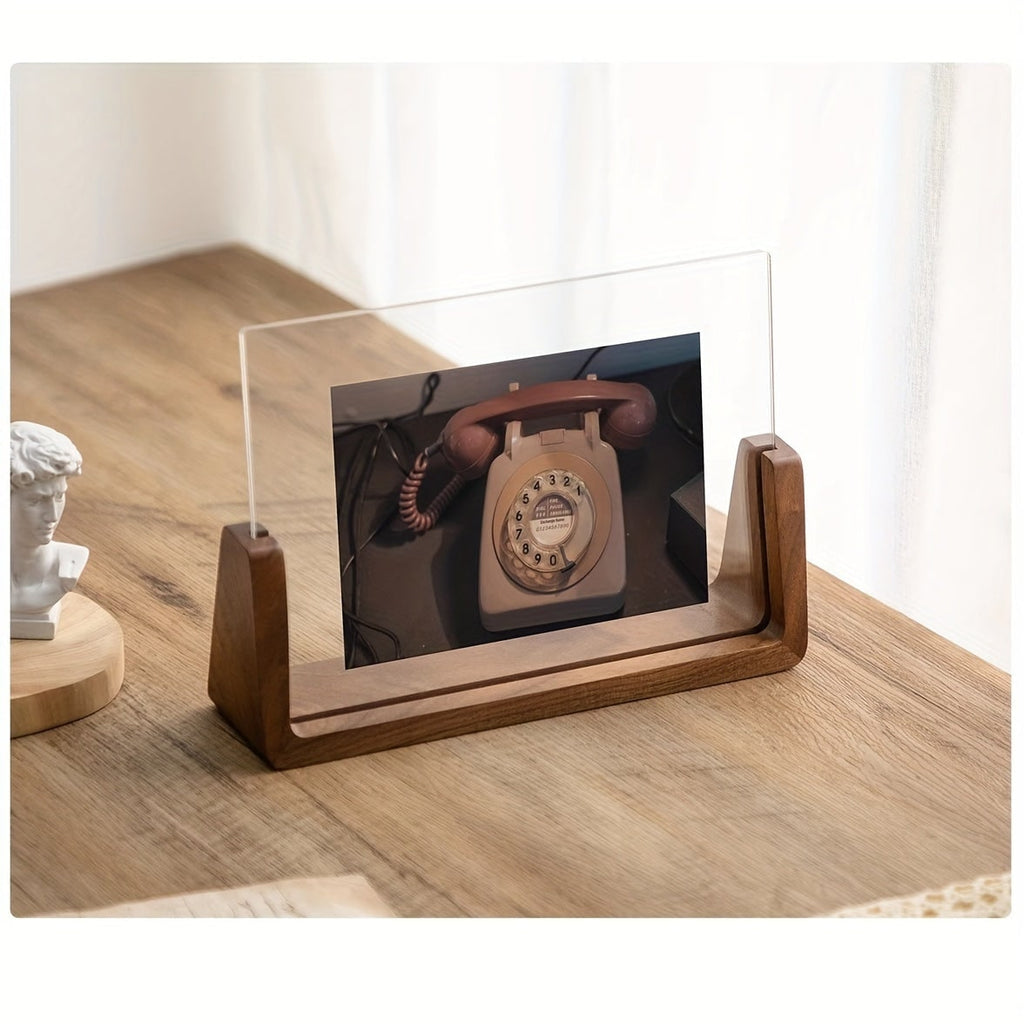 Modern Wooden Picture Frame 12x18 11x17 Clear Acrylic Front U Shaped Stand