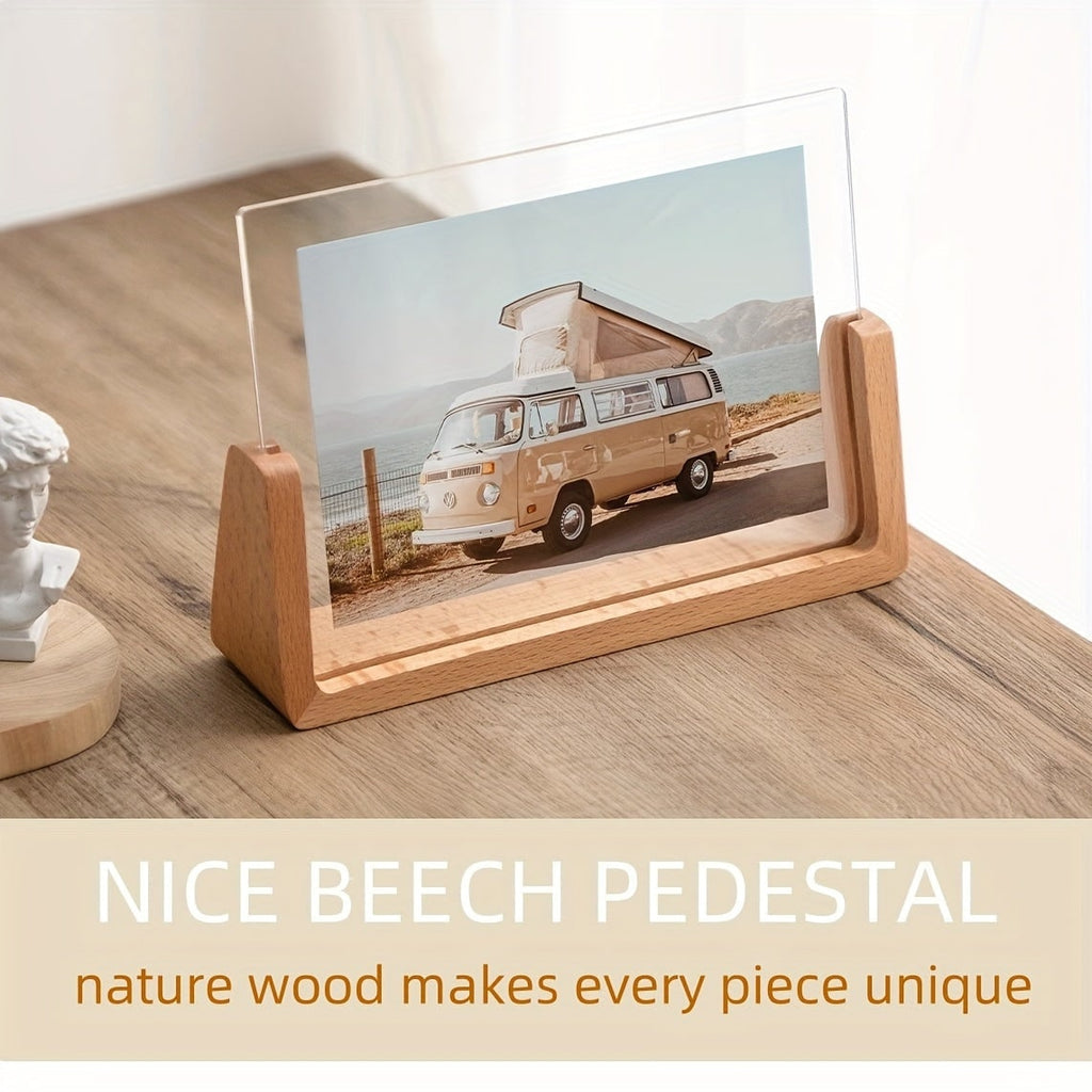 Modern Wooden Picture Frame 12x18 11x17 Clear Acrylic Front U Shaped Stand