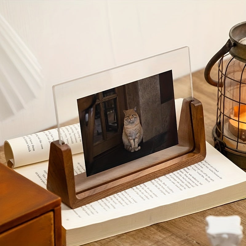 Modern Wooden Picture Frame 12x18 11x17 Clear Acrylic Front U Shaped Stand