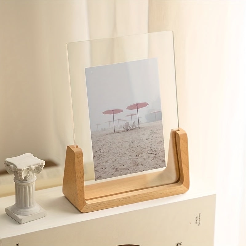 Modern Wooden Picture Frame 12x18 11x17 Clear Acrylic Front U Shaped Stand