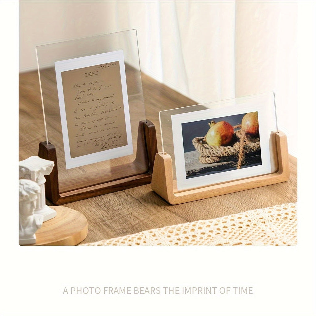 Modern Wooden Picture Frame 12x18 11x17 Clear Acrylic Front U Shaped Stand