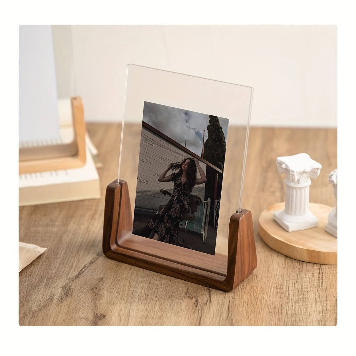 Modern Wooden Picture Frame 12x18 11x17 Clear Acrylic Front U Shaped Stand