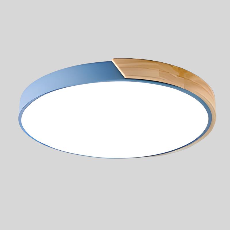 Luz de teto redonda fina, silhueta moderna e minimalista e brilho ambiente suave e quente